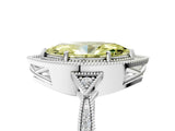 White gold Fancy Yellow Marquise  Halo Round Diamond Milgrain Pave Engagement Ring_8