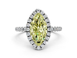 White gold Fancy Yellow Marquise  Halo Round Diamond Pavé Band Four-Prong Ring_3