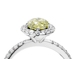 White gold Fancy Yellow Marquise  Halo Round Diamond Pavé Band Four-Prong Ring_7