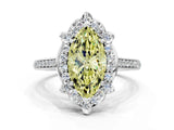 White gold Fancy Yellow Marquise  Halo Round Diamond Pave Band with Four-Prong Setting_50
