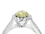 White gold Fancy Yellow Marquise  Halo Round Diamond Pave Band with Prong Setting 5