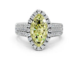 White gold Fancy Yellow Marquise  Halo Round Diamond Pave Band with Prong Setting_24