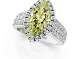 White gold Fancy Yellow Marquise  Halo Round Diamond Pave Band with Prong Setting_25