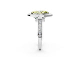 White gold Fancy Yellow Marquise  Halo Solitaire Diamond Ring with Pave Band and Bezel Setting_31