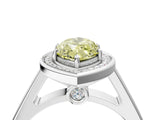 White gold Fancy Yellow Marquise  Halo Solitaire Diamond Ring with Pave Band and Bezel Setting_33