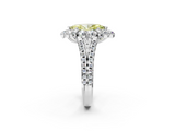 White gold Fancy Yellow Marquise  Halo Split Shank Diamond Engagement Ring with Pave Band and Four-Prong Setting_2