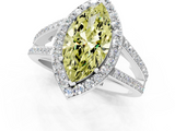 White gold Fancy Yellow Marquise  Halo Split Shank Diamond Ring with Four-Prong Setting_1
