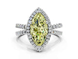 White gold Fancy Yellow Marquise  Halo Split Shank Diamond Ring with Pavé Setting_26