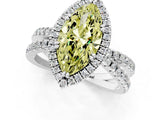 White gold Fancy Yellow Marquise  Halo Split Shank Diamond Ring with Pavé Setting_27