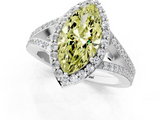 White gold Fancy Yellow Marquise  Halo Split Shank Diamond Ring with Prong Setting_1
