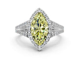 White gold Fancy Yellow Marquise  Halo Split Shank Pave Diamond Ring with Four-Prong Setting_28