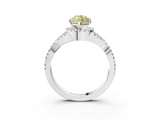 White gold Fancy Yellow Marquise  Halo Twist Band Solitaire Prong Setting Ring_3