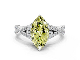 White gold Fancy Yellow Marquise  Halo Twist Band Solitaire Prong Setting Ring