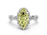 White gold Fancy Yellow Marquise  Halo Twist Band Solitaire Ring with Six-Prong Setting_32