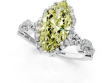 White gold Fancy Yellow Marquise  Halo Twist Band Solitaire Ring with Six-Prong Setting_33