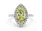 White gold Fancy Yellow Marquise  Halo Twisted Band Four-Prong Diamond Ring