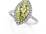 White gold Fancy Yellow Marquise  Halo Twisted Band Four-Prong Diamond Ring_1