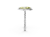 White gold Fancy Yellow Marquise  Halo Twisted Band Four-Prong Diamond Ring_2