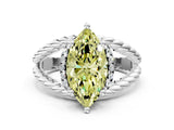 White gold Fancy Yellow Marquise  Halo Twisted Band Four-Prong Ring_62