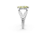 White gold Fancy Yellow Marquise  Halo Twisted Band Four-Prong Ring_64