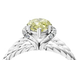 White gold Fancy Yellow Marquise  Halo Twisted Band Four-Prong Ring_67