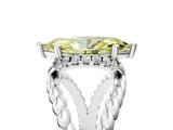 White gold Fancy Yellow Marquise  Halo Twisted Band Four-Prong Ring_67