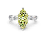 White gold Fancy Yellow Marquise  Milgrain Bezel Diamond Engagement Ring with Solitaire Prong Setting_28