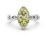 White gold Fancy Yellow Marquise  Milgrain Marquise Diamond Twist Band Ring_73