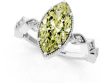 White gold Fancy Yellow Marquise  Milgrain Marquise Diamond Twist Band Ring_75