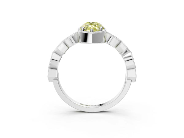Platinum Fancy Yellow Marquise  Milgrain Marquise Diamond Twist Band Ring