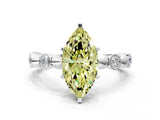 White gold Fancy Yellow Marquise  Solitaire Bezel-Set Diamond Ring with Beaded Band and Four-Prong Setting_29