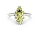 White gold Fancy Yellow Marquise  Solitaire Cathedral Diamond Ring with Six-Prong Setting