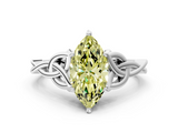 White gold Fancy Yellow Marquise  Solitaire Celtic Knot Engagement Ring with Four-Prong Setting