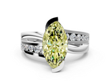 White gold Fancy Yellow Marquise  Solitaire Channel-Set Split Shank Ring with Tension Prong Setting_3