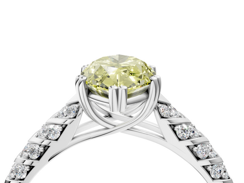 White gold Fancy Yellow Marquise  Solitaire Chevron Pave Diamond Engagement Ring with Six-Prong Setting_4