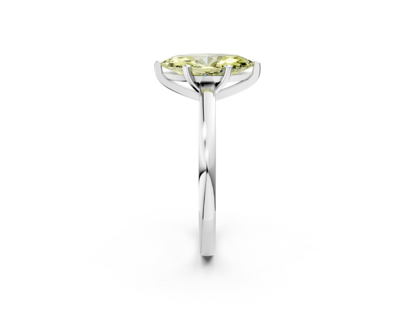 White gold Fancy Yellow Marquise  Solitaire Diamond Engagement Ring with Four-Prong Setting on a Classic Band