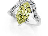 White gold Fancy Yellow Marquise  Solitaire Diamond Engagement Ring with Pave Band and Four-Prong Setting 1