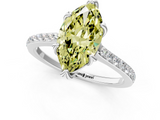 White gold Fancy Yellow Marquise  Solitaire Diamond Engagement Ring with Pave Band and Six-Prong Setting_1