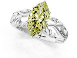 White gold Fancy Yellow Marquise  Solitaire Diamond Leaf Vine Band with Prong Setting_1