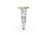White gold Fancy Yellow Marquise  Solitaire Diamond Leaf Vine Band with Prong Setting_2