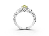 White gold Fancy Yellow Marquise  Solitaire Diamond Leaf Vine Band with Prong Setting_3