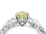 White gold Fancy Yellow Marquise  Solitaire Diamond Leaf Vine Band with Prong Setting_4