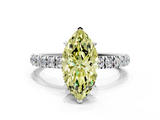 White gold Fancy Yellow Marquise  Solitaire Diamond Pavé Band with Four-Prong Setting