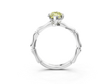 White gold Fancy Yellow Marquise  Solitaire Diamond Ring with Bamboo Band and Four-Prong Setting_3