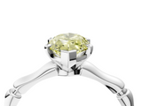 White gold Fancy Yellow Marquise  Solitaire Diamond Ring with Bamboo Band and Four-Prong Setting_4