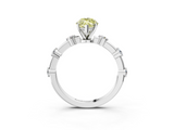 White gold Fancy Yellow Marquise  Solitaire Diamond Ring with Bezel Set Side Stones and Prong Setting_3