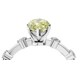 White gold Fancy Yellow Marquise  Solitaire Diamond Ring with Bezel Set Side Stones and Prong Setting_4