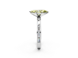White gold Fancy Yellow Marquise  Solitaire Diamond Ring with Channel-Set Baguette Band and Four-Prong Setting_2