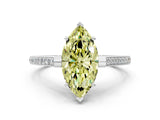 White gold Fancy Yellow Marquise  Solitaire Diamond Ring with Channel Set Band and Bezel Prong Setting_67