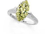 White gold Fancy Yellow Marquise  Solitaire Diamond Ring with Channel Set Band and Bezel Prong Setting_70